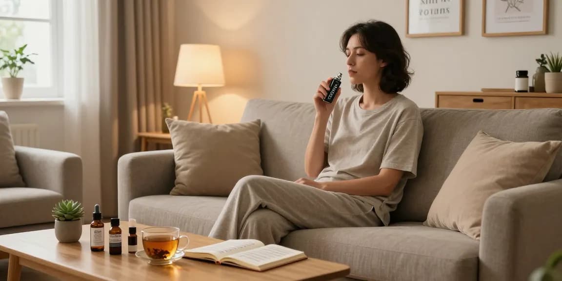 Experience natural wellness with the Lost Mary BM6000 vape device, featuring CBD oils and herbal teas for a peaceful evening routine.