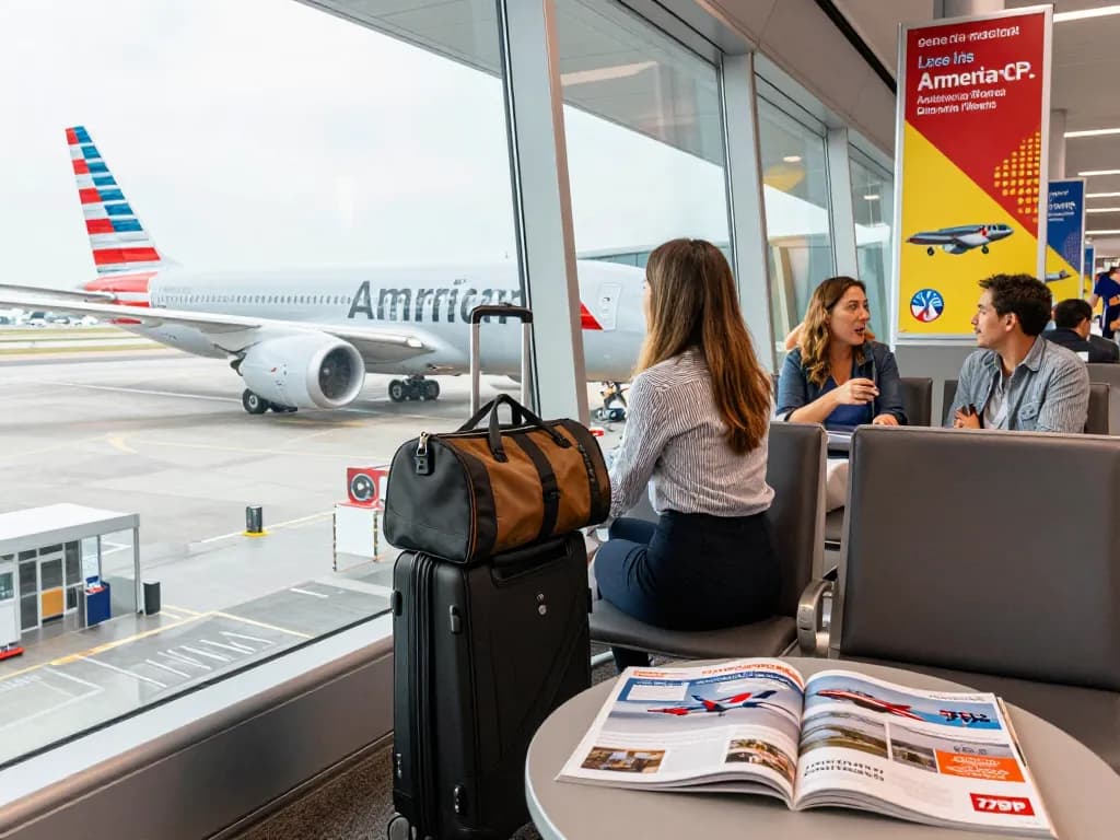 Discover the innovative features of the American Airlines 789P aircraft in a vibrant airport setting.