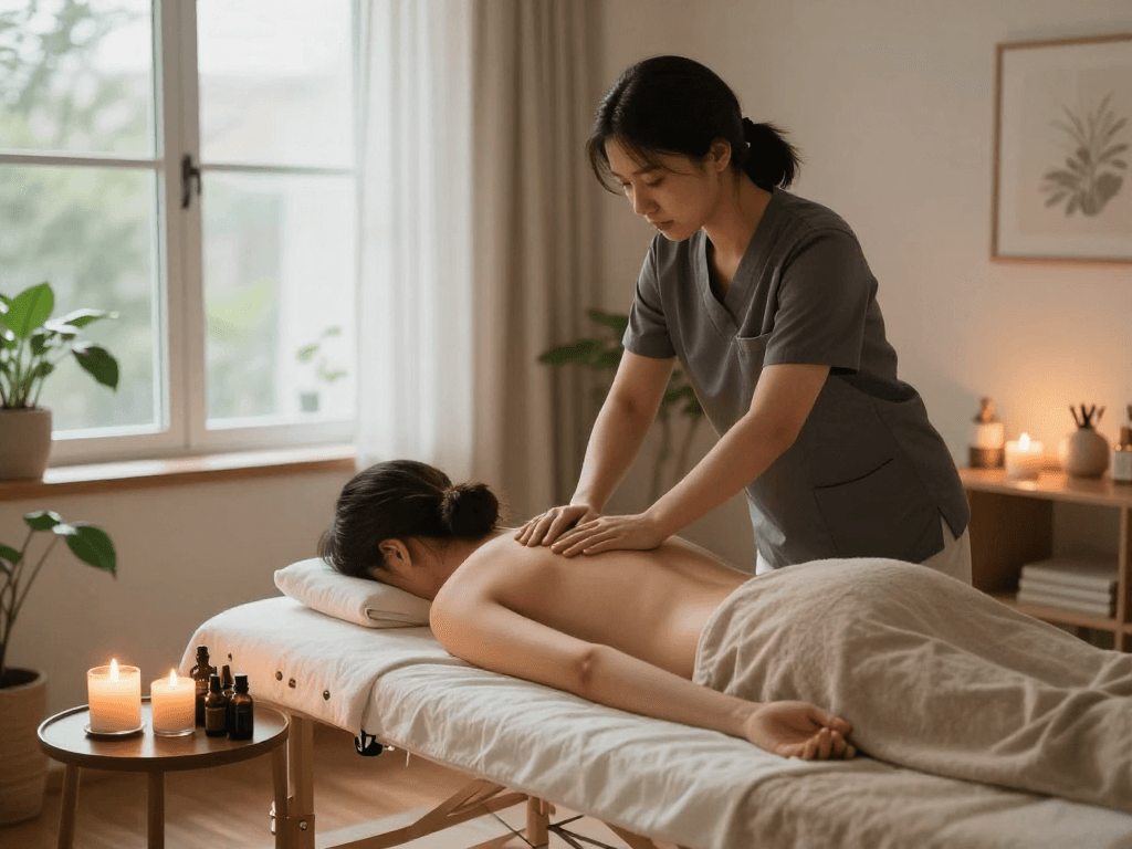Indulging in 출장안마 as a therapist provides a relaxing massage in a serene home setting, enhancing wellness.