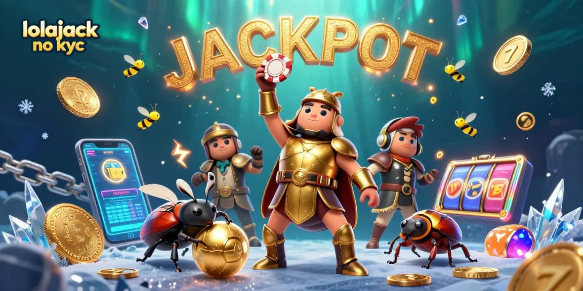 Experience the thrill of winning with the lolajack no kyc jackpot in this vibrant 3D casino scene.