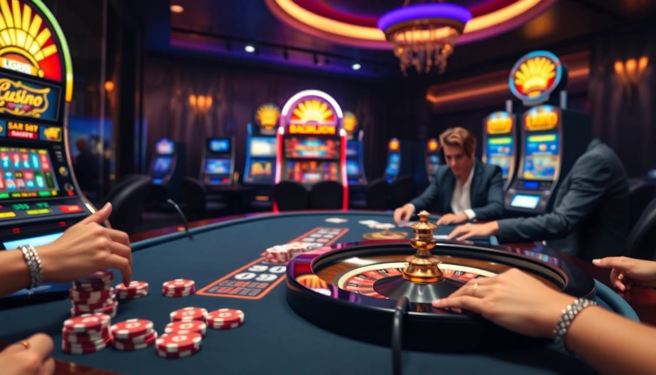 Experience thrilling gaming at lc88 with vibrant casino tables and engaging slot machines.