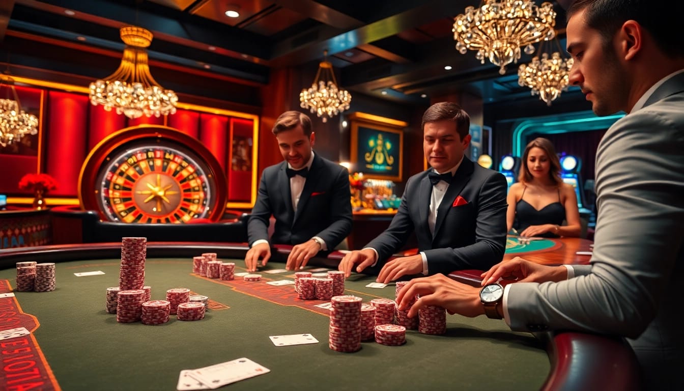 Experience the thrill of mm88 at a luxurious poker table with vibrant chips and high-stakes gameplay.