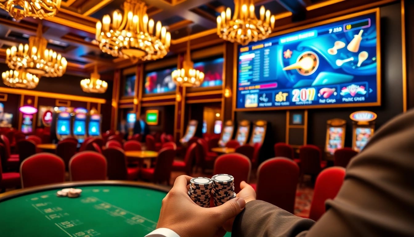 Plongez dans le jeu en ligne passionnant avec des visuels de casino en ligne argent réel, mettant en avant l'excitation du poker et de la roulette.