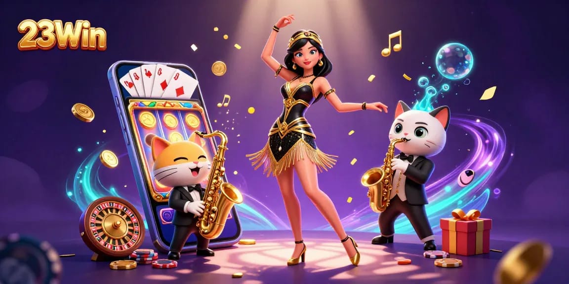Win big with 23Win's exciting gaming experience featuring vibrant casino elements and dynamic visuals.