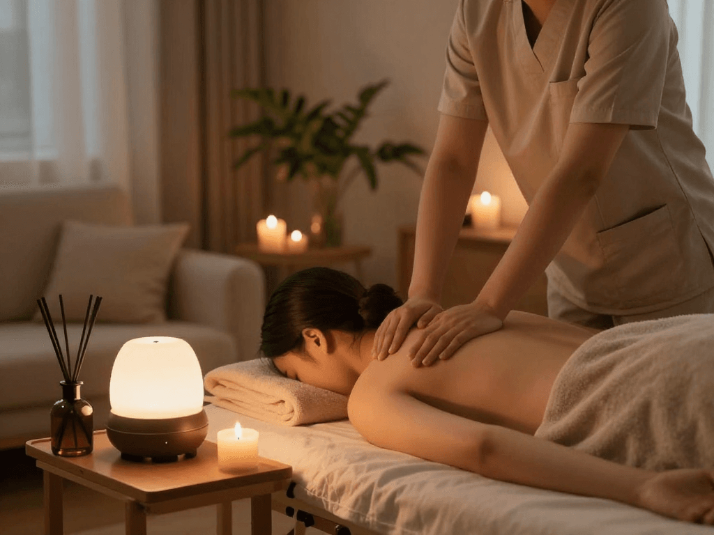 Experience premium 출장마사지 in a cozy home setting with calming ambiance.