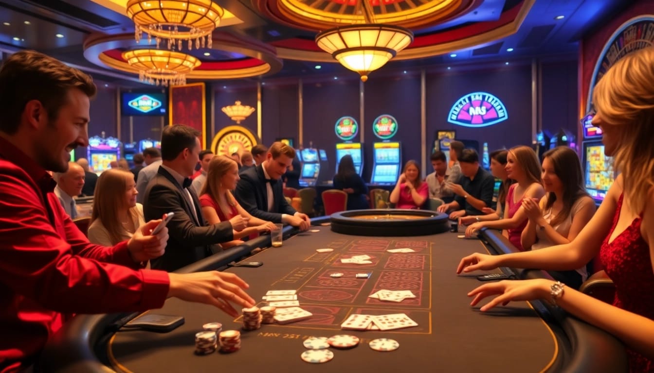 Players enjoying a thrilling game at kkwin's luxurious casino table.