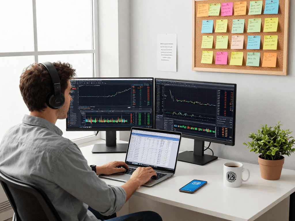 交易者使用MetaTrader 5平台进行市场分析的现代化工作空间