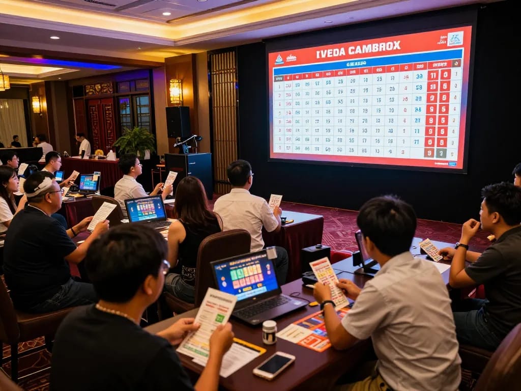 Engaged players watch live draw Cambodia results in a lively gaming venue