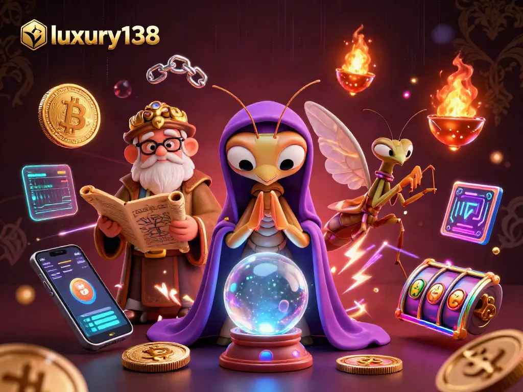 Menang besar di luxury138 dengan keberuntungan si pelindung dan koin berkilau yang mengelilingi mereka.