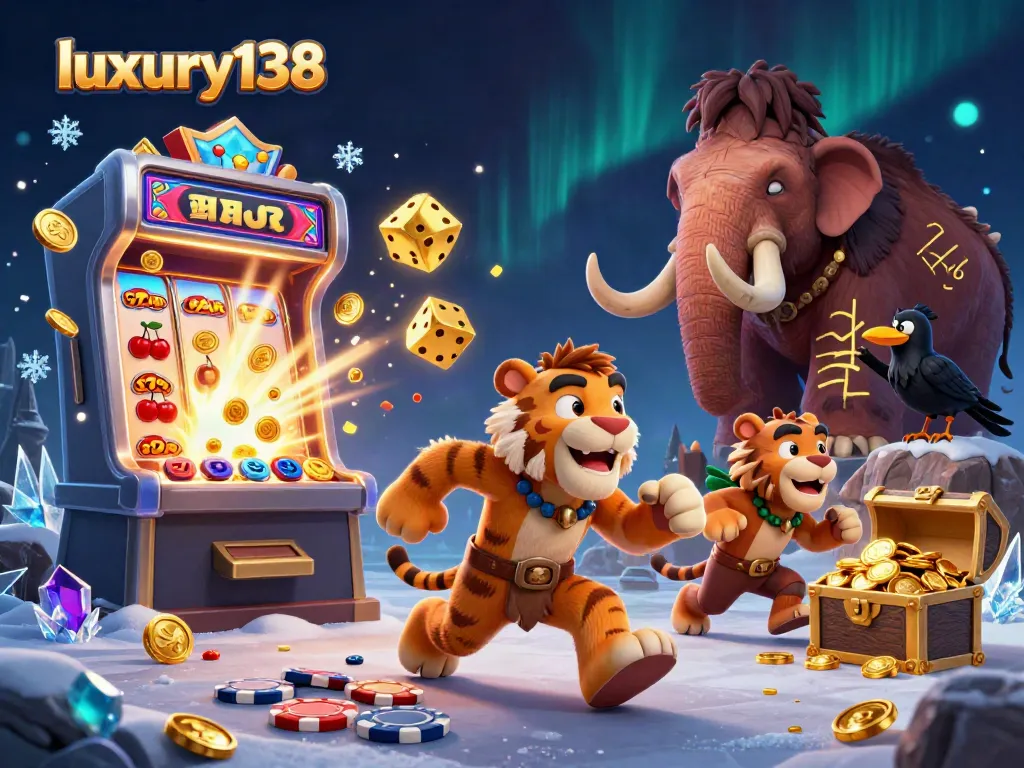 luxury138 menawarkan pengalaman permainan kasino unik dengan simbol jackpot dan cahaya berkilauan di latar belakang yang megah.
