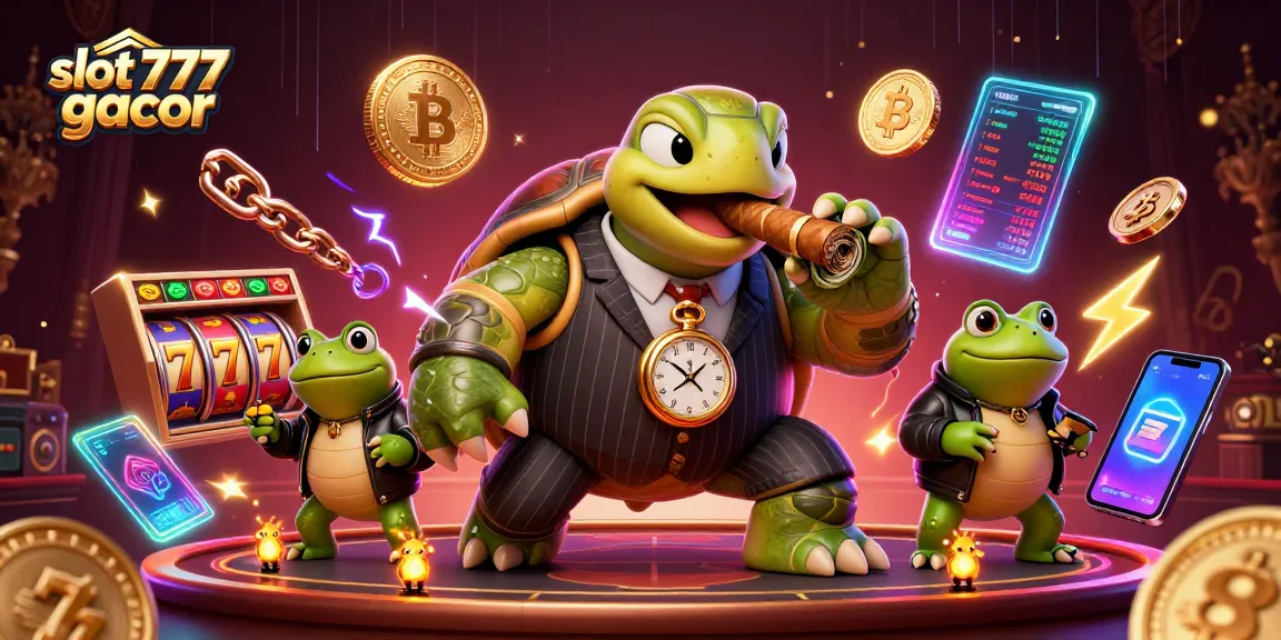 Experience the thrill of slot 777 gacor with a vibrant, classic casino scene featuring a unique mobster turtle.