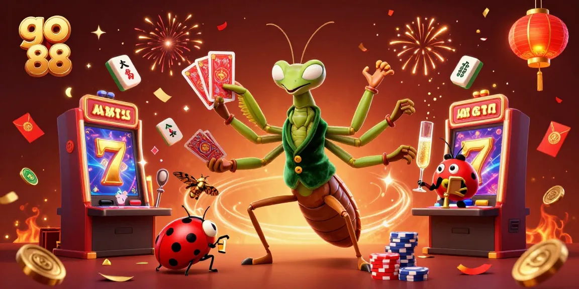 Experience thrilling gameplay at go 88 with colorful slot machines and festive elements in a vibrant casino scene.