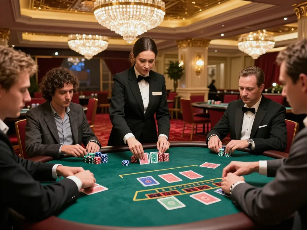 Experience the thrill of SAY88 baccarat with players deeply engaged at a luxurious casino table.