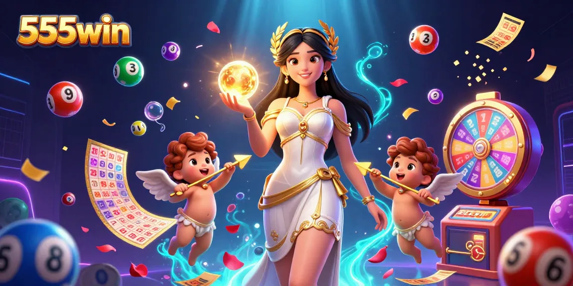 Win big with thrilling gaming adventures at 555win, featuring a captivating goddess and cherubs!