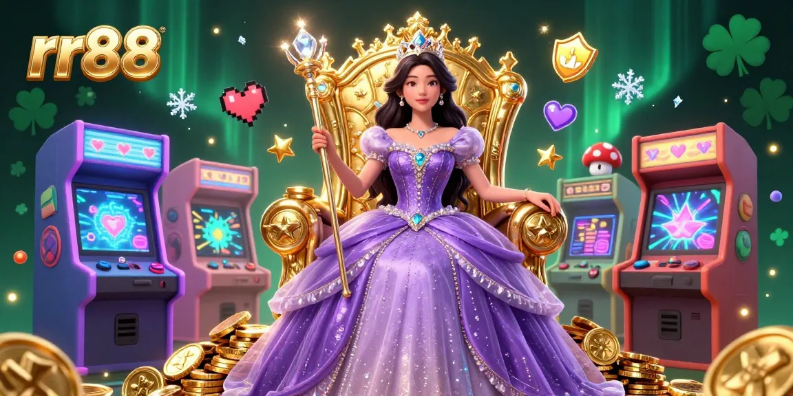 Experience the magic of rr88's casino with enchanting games amidst vibrant visuals and royal themes.