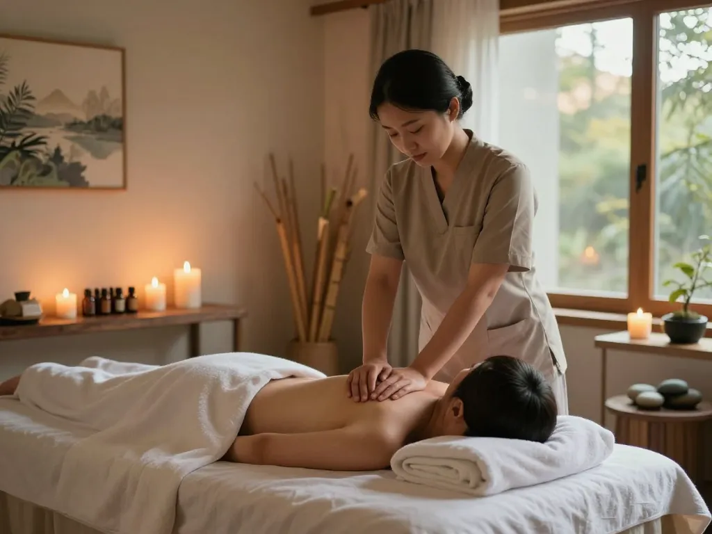 Experience the healing touch of 천안스웨디시 in a tranquil massage therapy room.