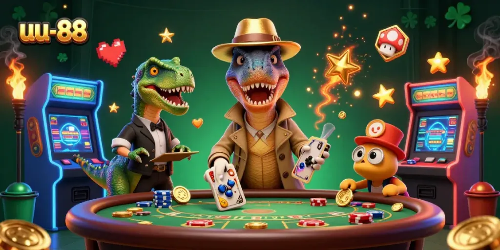 Experience thrilling gameplay at uu-88 with a stealthy velociraptor at the blackjack table.