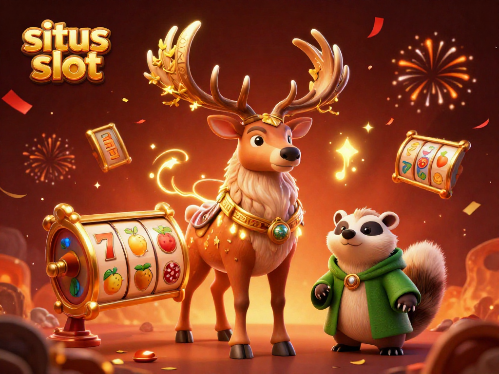 Raih kemenangan di situs slot dengan ilustrasi dramatis karakter kasino dan elemen permainan mengesankan.
