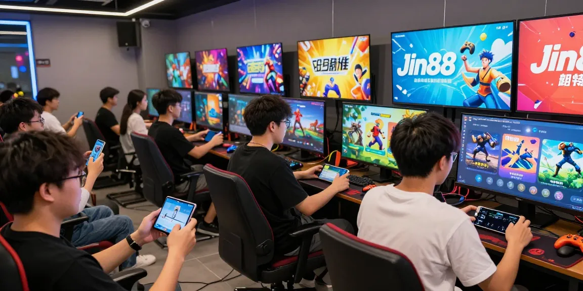 Tải xuống ứng dụng Jin88 trên điện thoại cùng nhóm bạn trẻ vui vẻ chơi game.