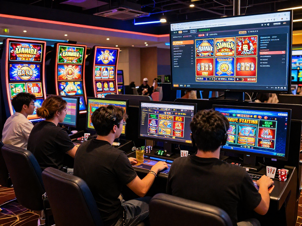 Engaged players enjoying slot gacor games at a vibrant online casino, showcasing thrilling gameplay and interactive features.