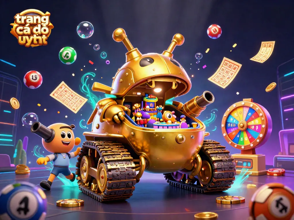 Trang cá độ uy tín: Khám phá thế giới cá cược đầy màu sắc với xe tăng vàng và casino mini bên trong.