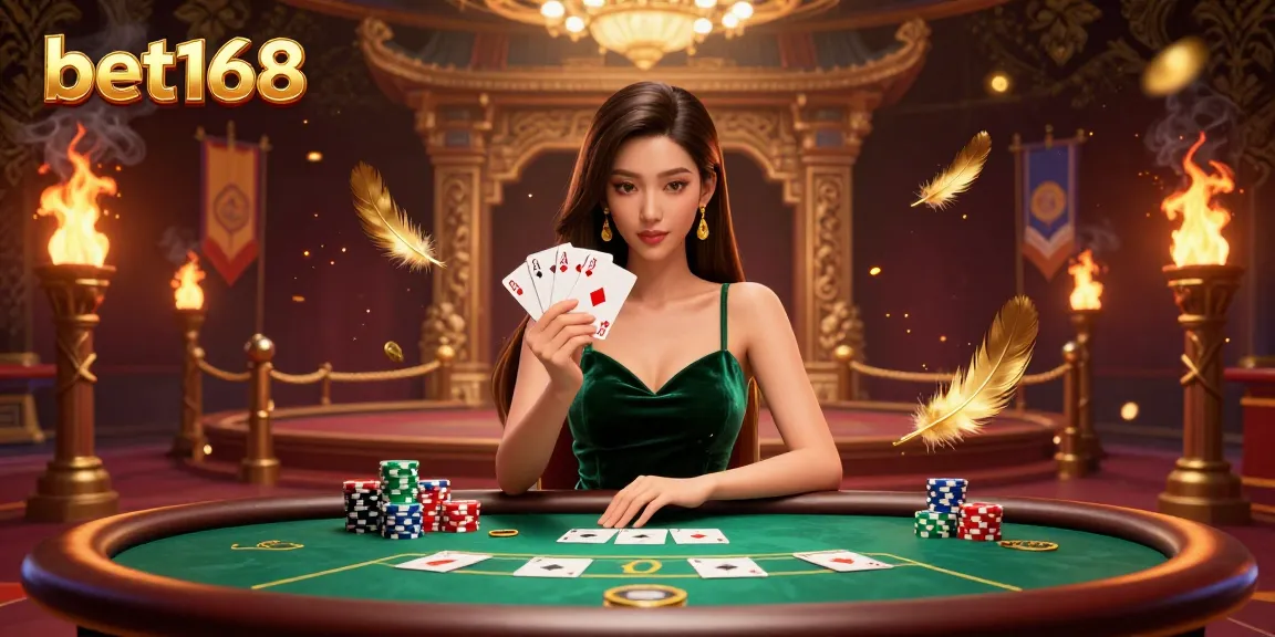 Experience the thrilling world of bet168 poker with dramatic lighting and rich casino elements.