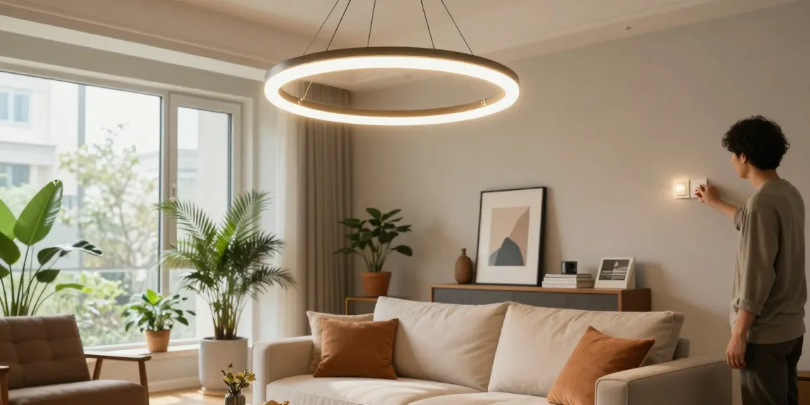 Iluminatul interior cu lustre led în living modern, creând o atmosferă primitoare.