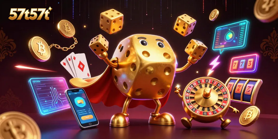 Experience thrilling gameplay with 57t57t in a vibrant casino-themed illustration featuring dynamic game elements.