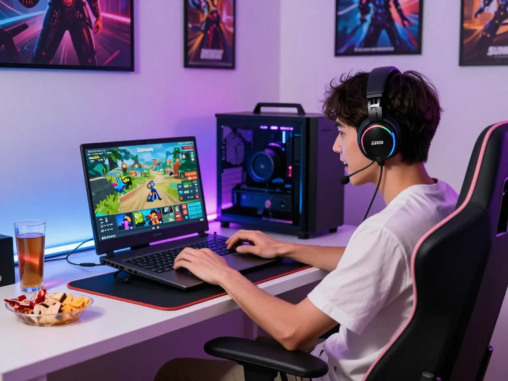Tải Sunwin experience in a vibrant gaming setup, showcasing engagement in online gaming.