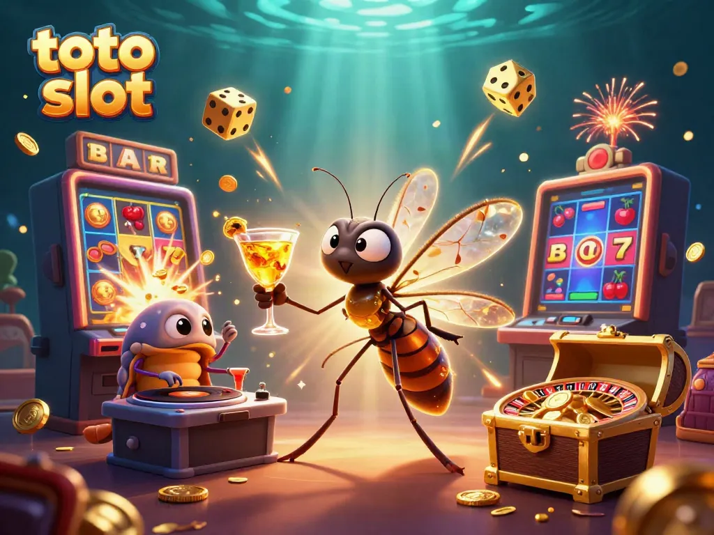 Experience the thrill of toto slot in a vibrant casino scene featuring animated characters and exciting game elements.