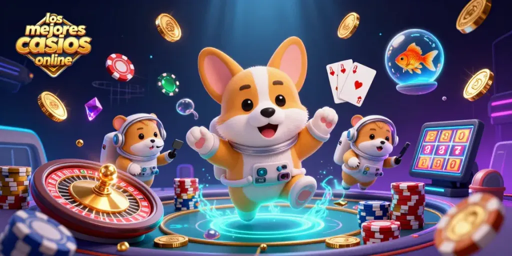 Disfruta de los mejores casinos online con una escena animada de juego 3D llena de acción.