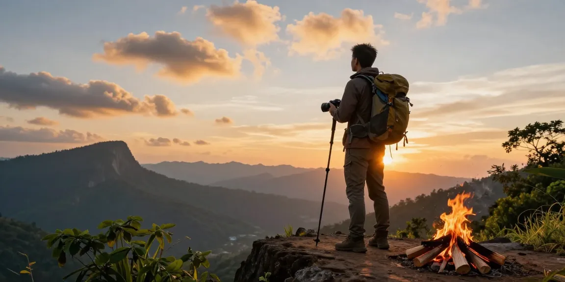 Adventurer at scenic cliff edge during sunset, exploring rokok88 destinations in 2026.
