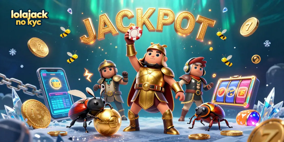 Experience the thrill of winning with the lolajack no kyc jackpot in this vibrant 3D casino scene.