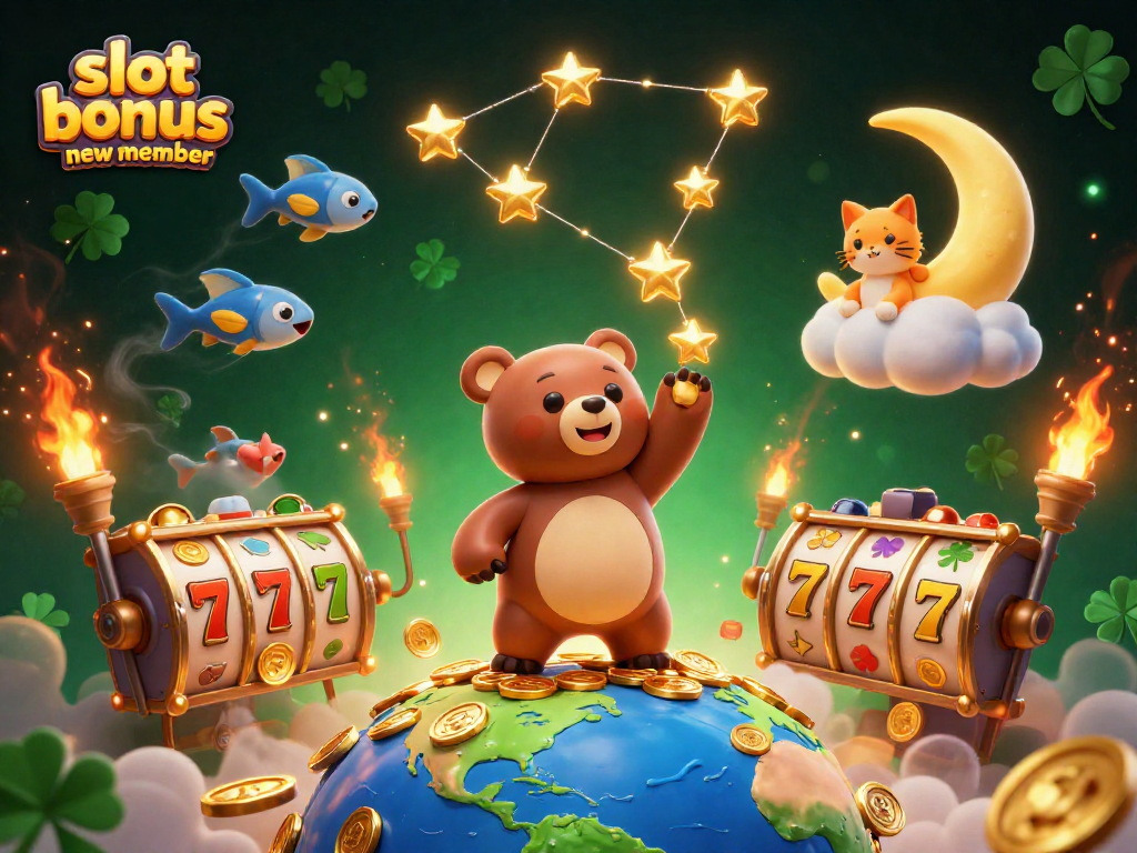 Engage with slot bonus new member features to win big with vibrant slot reels and golden coins.