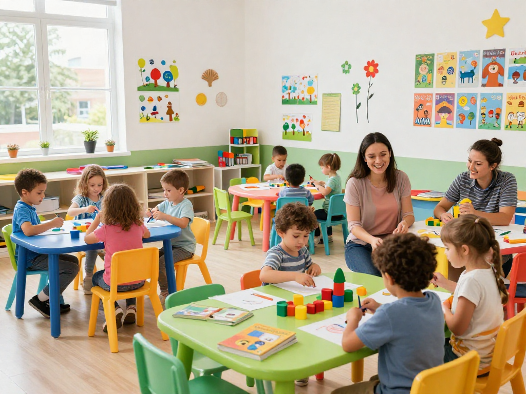 Children engaged in playful learning activities at an international kindergarten Singapore, showcasing diversity and creativity.