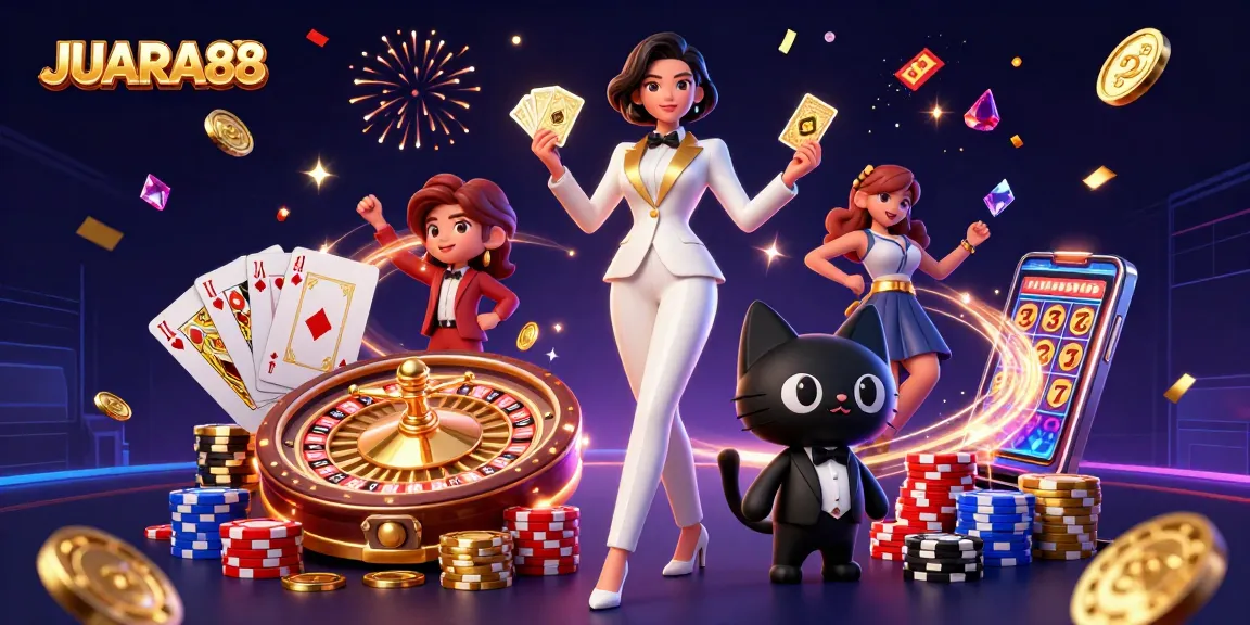 Experience thrilling gaming with JUARA88 in this vibrant casino scene filled with action and excitement.