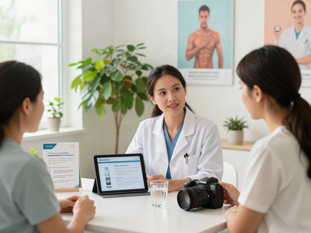 Professional consultation at a wellness clinic with a peptide supplier near me discussing health benefits.