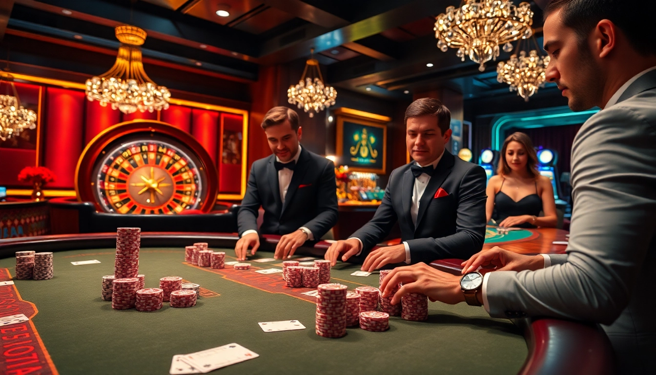 Experience the thrill of mm88 at a luxurious poker table with vibrant chips and high-stakes gameplay.