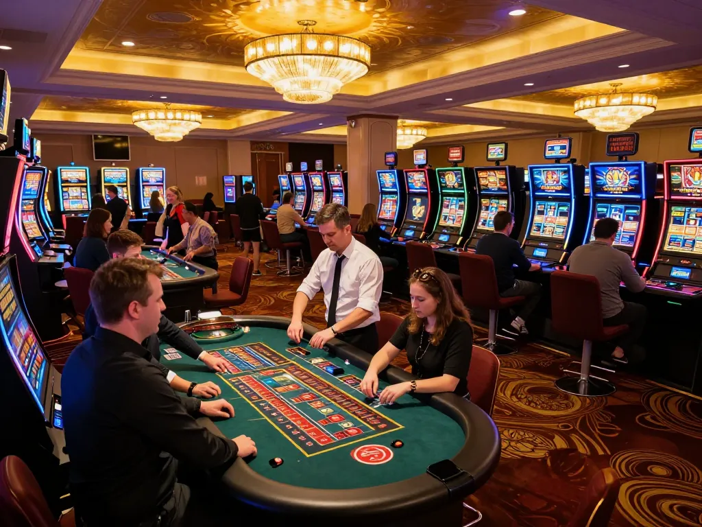 Players engaging at a casino table while wearing stylish Premium Heavyweight Pullover Fleece for warmth during gameplay