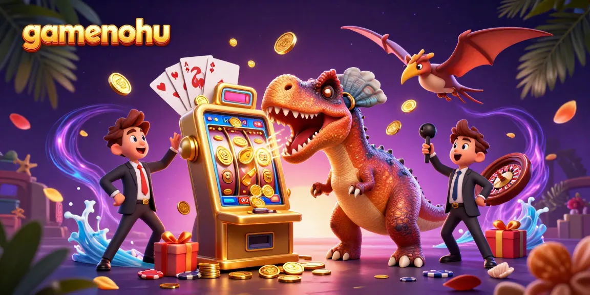 Catch gold coins with gamenohu as cartoon dinosaurs bring excitement to the slot machine!