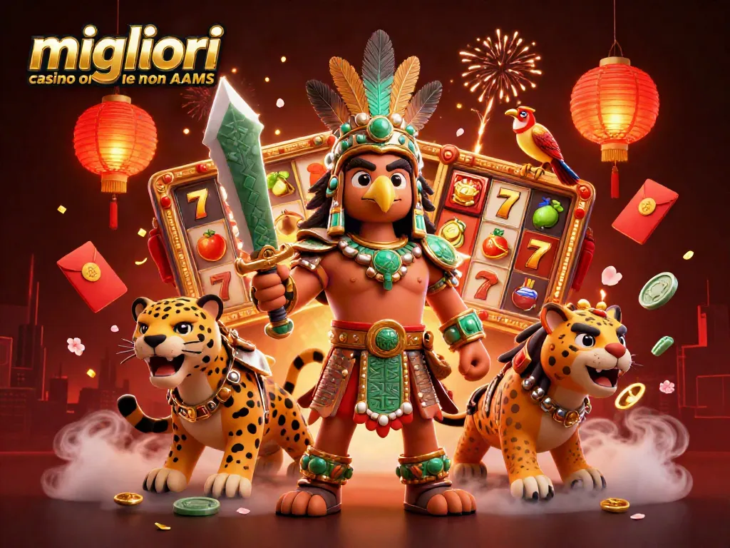 Scopri i migliori casino online non AAMS con un'illustrazione di guerrieri aztechi e simboli di gioco d'azzardo.