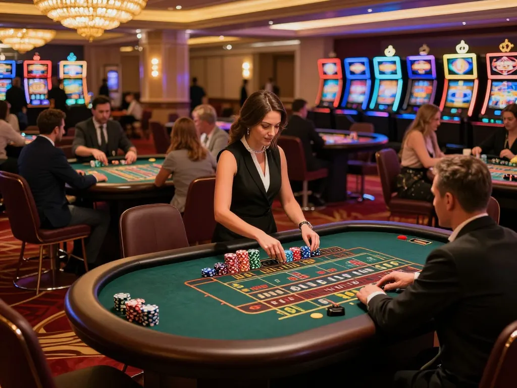 Jae888 players enjoying an exciting roulette game on a vibrant casino floor.