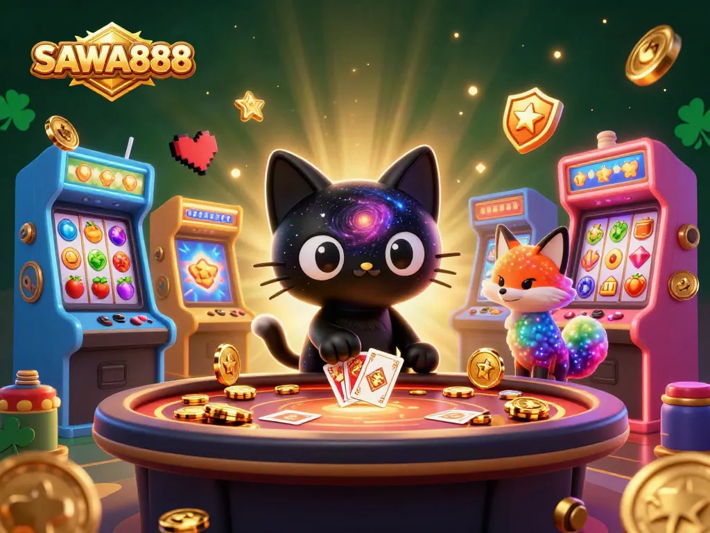 Engage with SAWA888's interactive slot gaming experience in a vibrant cosmic setting.