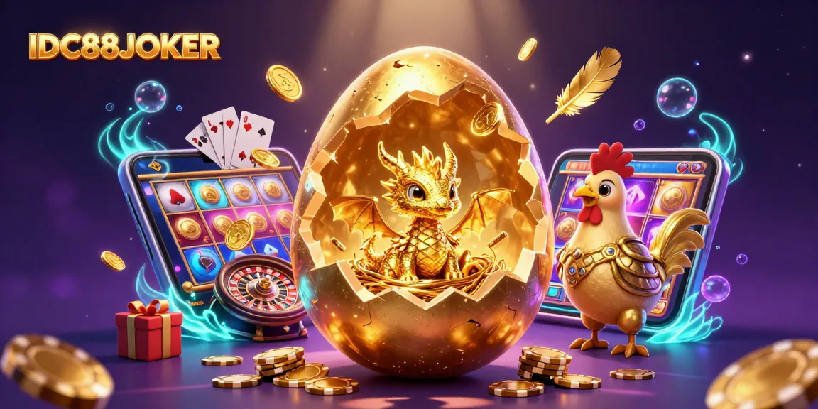 Engage with IDC88JOKER, where a stunning golden dragon brings excitement to gaming with vibrant casino elements.