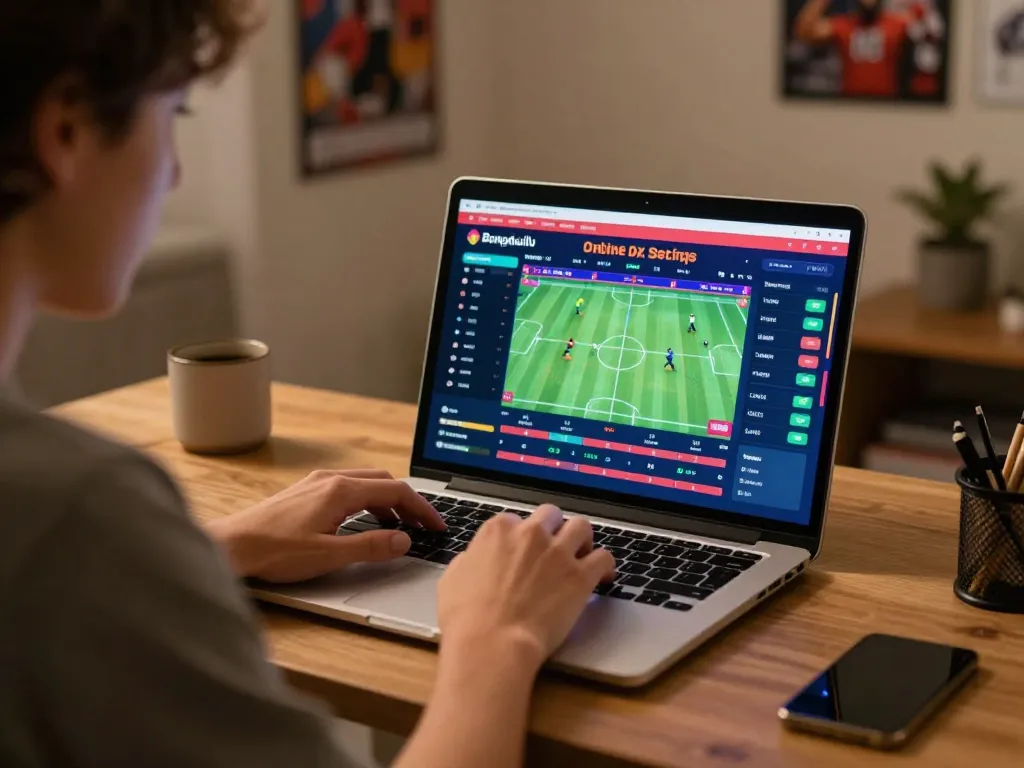 Engaging online sports betting experience on Bongdallu with user analyzing odds.
