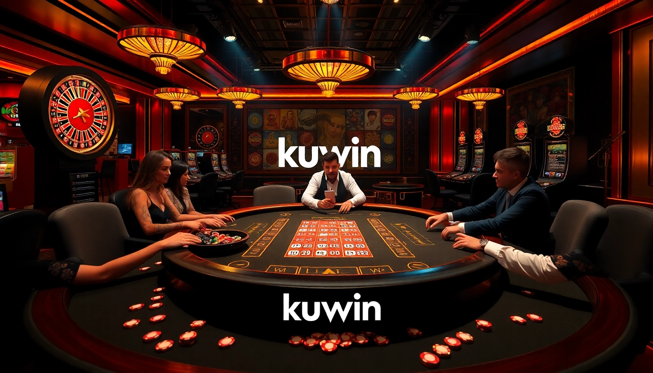 Kuwin players betting on an exciting card game in a luxurious casino atmosphere.