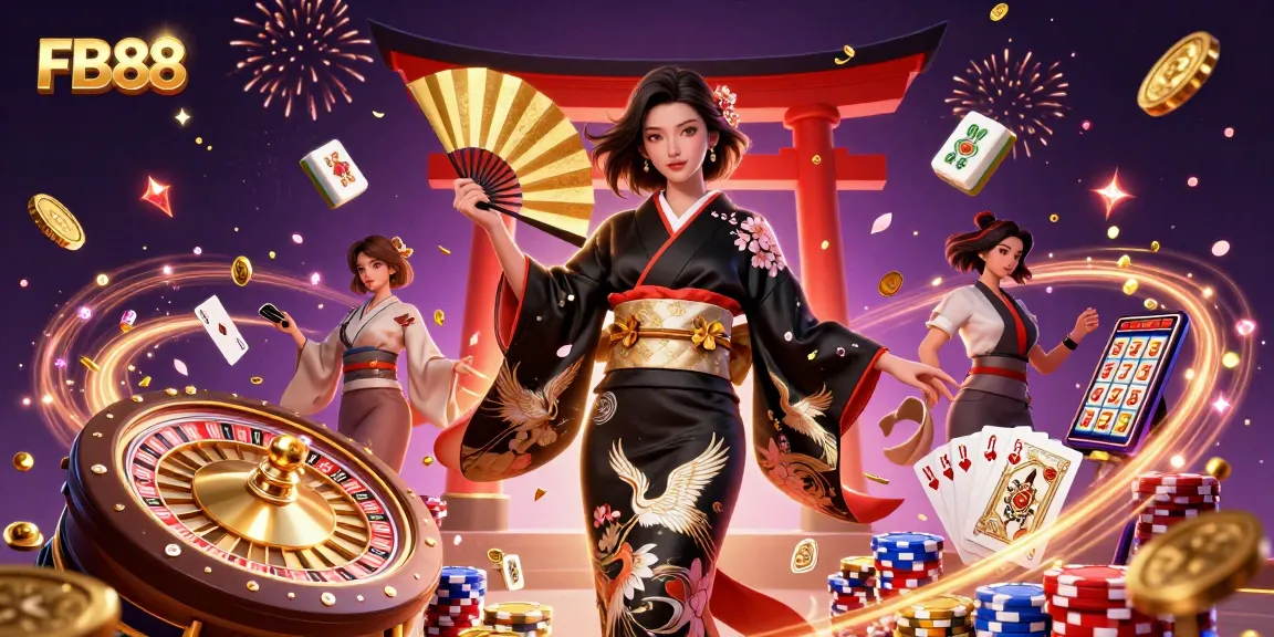 Experience the excitement at FB88 with a vibrant 3D casino illustration showcasing games and rich graphics.