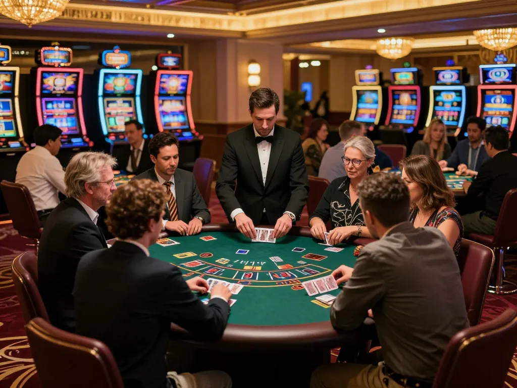Experience the excitement of blackjack gameplay at TG88 casino with engaging players and a professional dealer