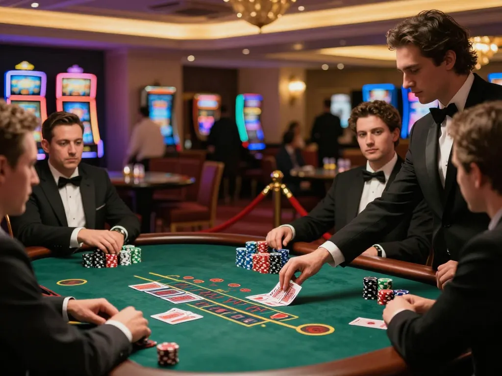 Engaged players at blackjack table enjoying the gaming experience at https://vikubet.com/ with high stakes.