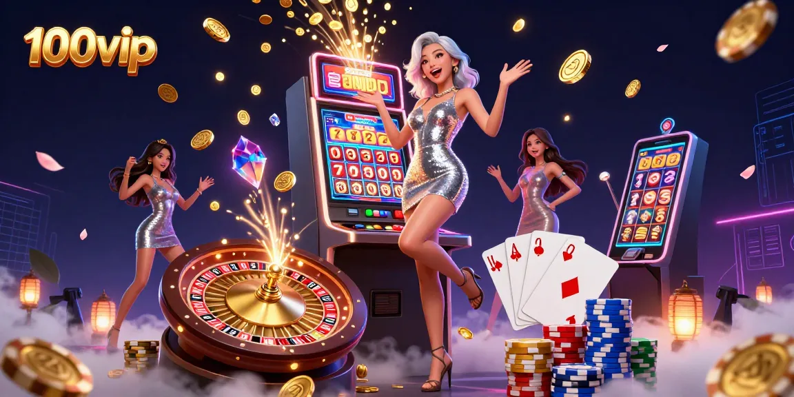 Experience thrilling wins at 100vip with an attractive casino scene showcasing a jackpot.